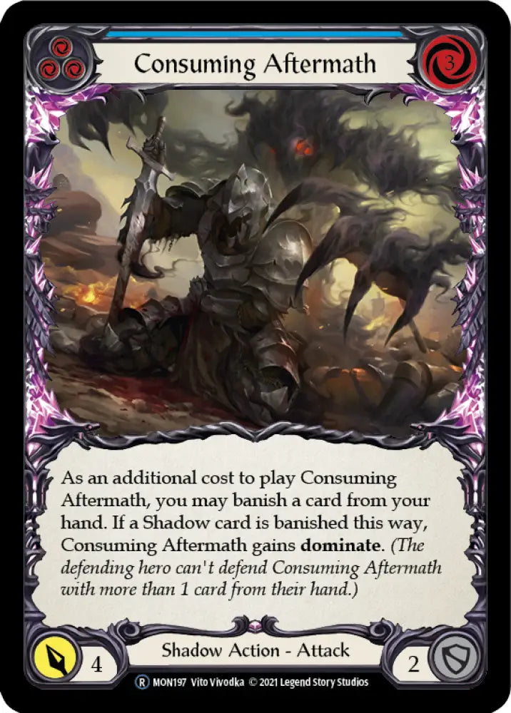 Consuming Aftermath (Blue) [Monarch Unlimited] Unlimited Rainbow Foil - Flesh And Blood Single