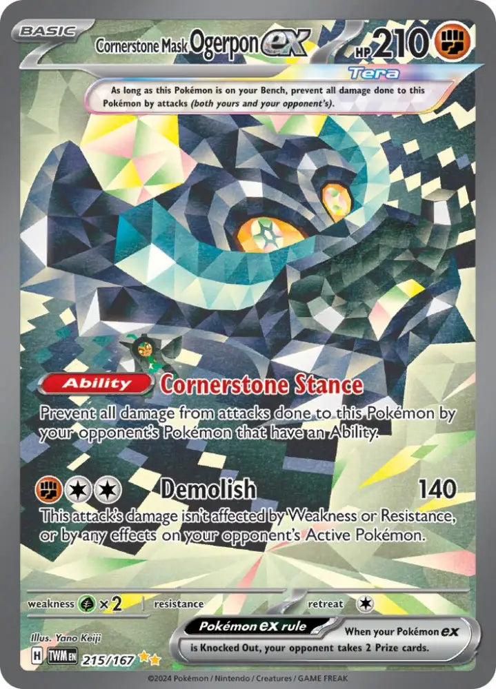 Cornerstone Mask Ogerpon ex (215/167) [Scarlet & Violet: Twilight Masquerade] - Pokemon Single