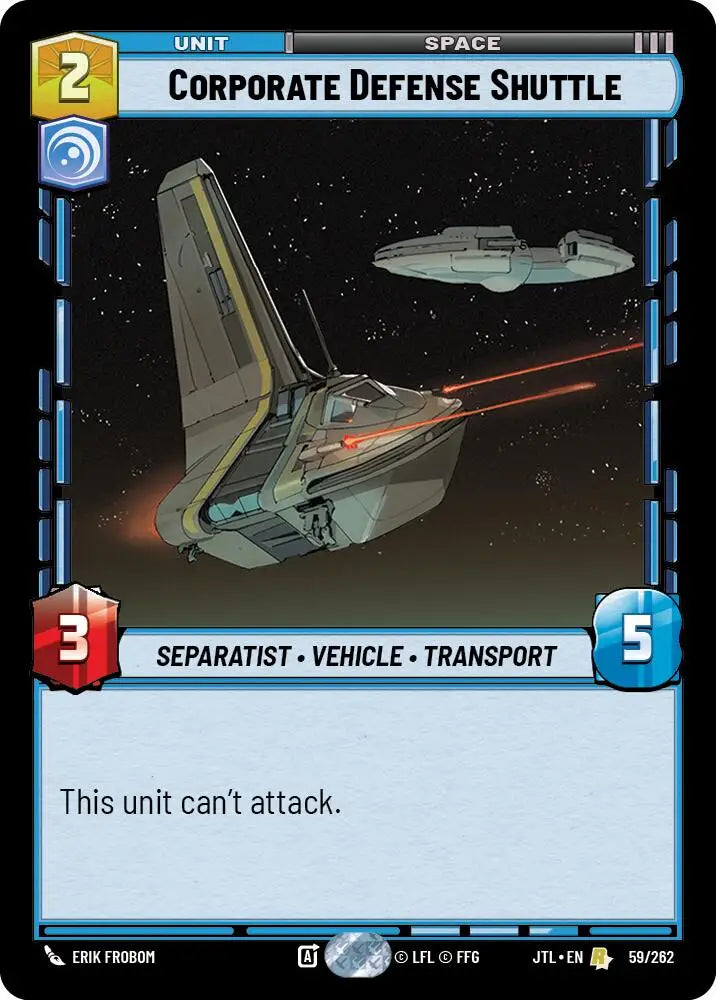 Corporate Defense Shuttle (059/262) [Jump to Lightspeed] - Star Wars: Unlimited Single