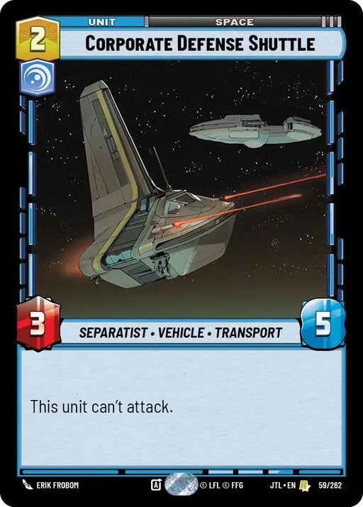 Corporate Defense Shuttle (059/262) [Jump to Lightspeed] - Star Wars: Unlimited Single