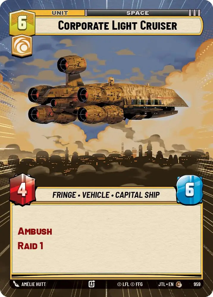 Corporate Light Cruiser (Hyperspace Foil) (959) [Jump to Lightspeed] - Star Wars: Unlimited Single