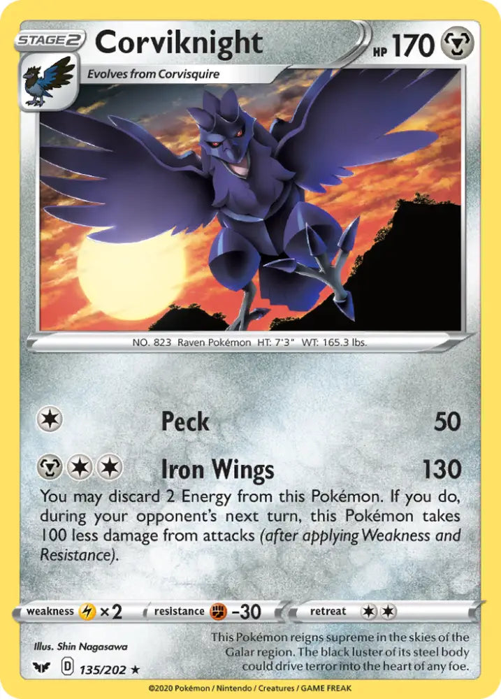 Corviknight (135/202) [Sword & Shield: Base Set] - Pokemon Single