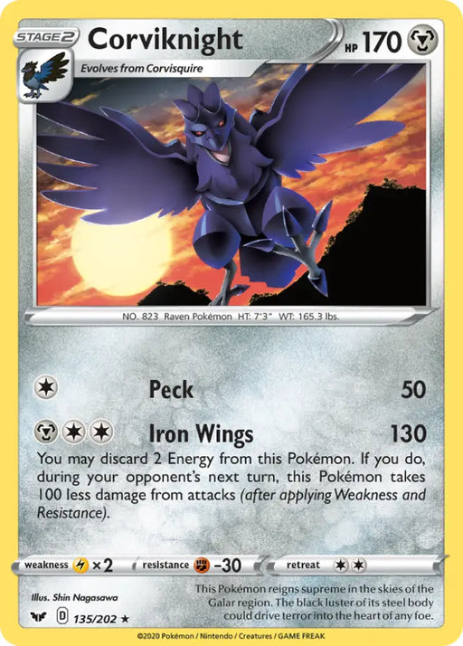Corviknight (135/202) [Sword & Shield: Base Set] - Pokemon Single