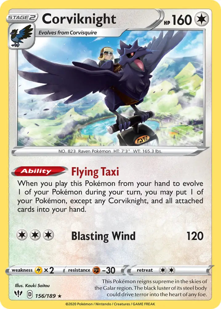 Corviknight (156/189) [Sword & Shield: Darkness Ablaze] - Pokemon Single