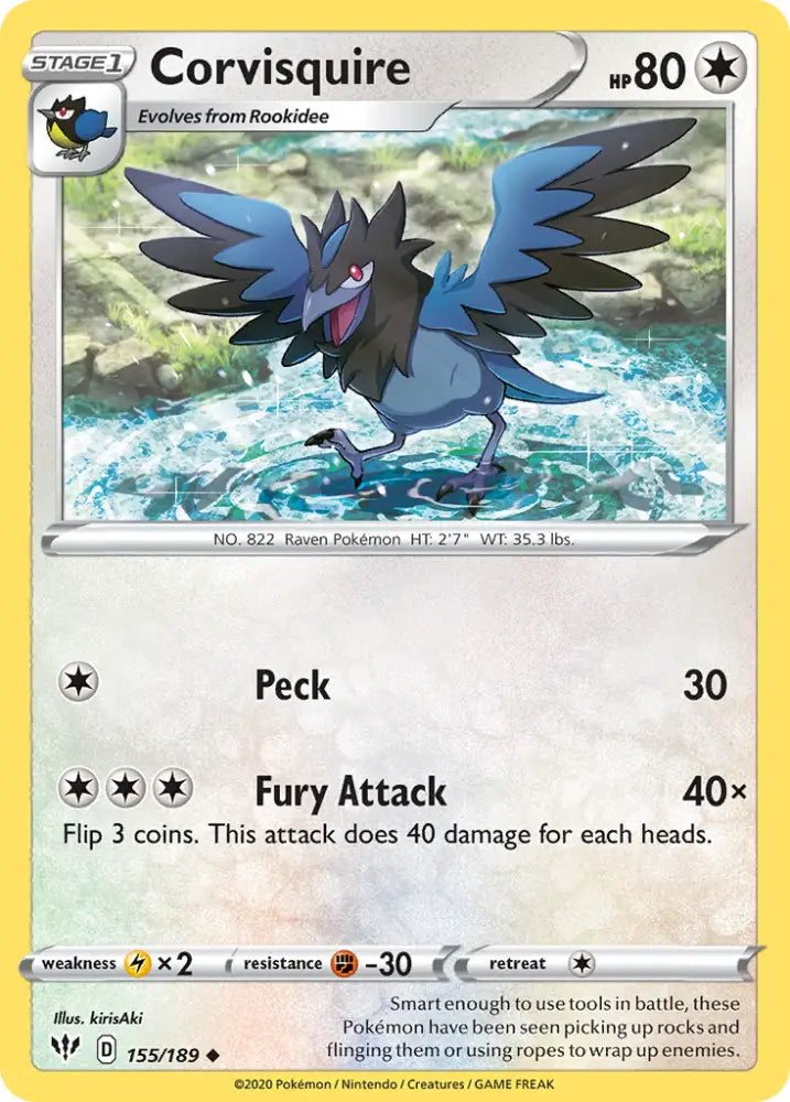Corvisquire (155/189) [Sword & Shield: Darkness Ablaze] - Pokemon Single