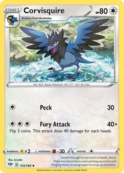 Corvisquire (155/189) [Sword & Shield: Darkness Ablaze] - Pokemon Single