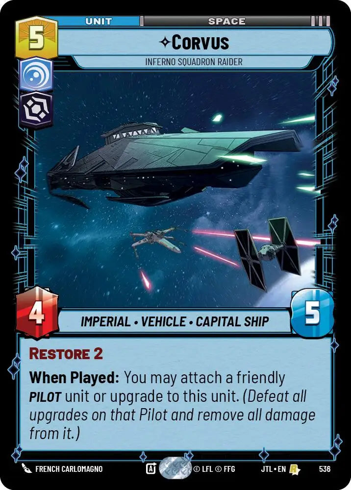Corvus - Inferno Squadron Raider (Foil) (536) [Jump to Lightspeed] - Star Wars: Unlimited Single
