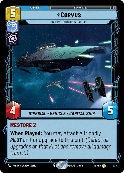 Corvus - Inferno Squadron Raider (Foil) (536) [Jump to Lightspeed] - Star Wars: Unlimited Single