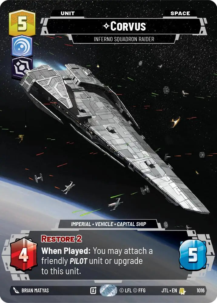 Corvus - Inferno Squadron Raider (Prestige) (1016) [Jump to Lightspeed] - Star Wars: Unlimited Single