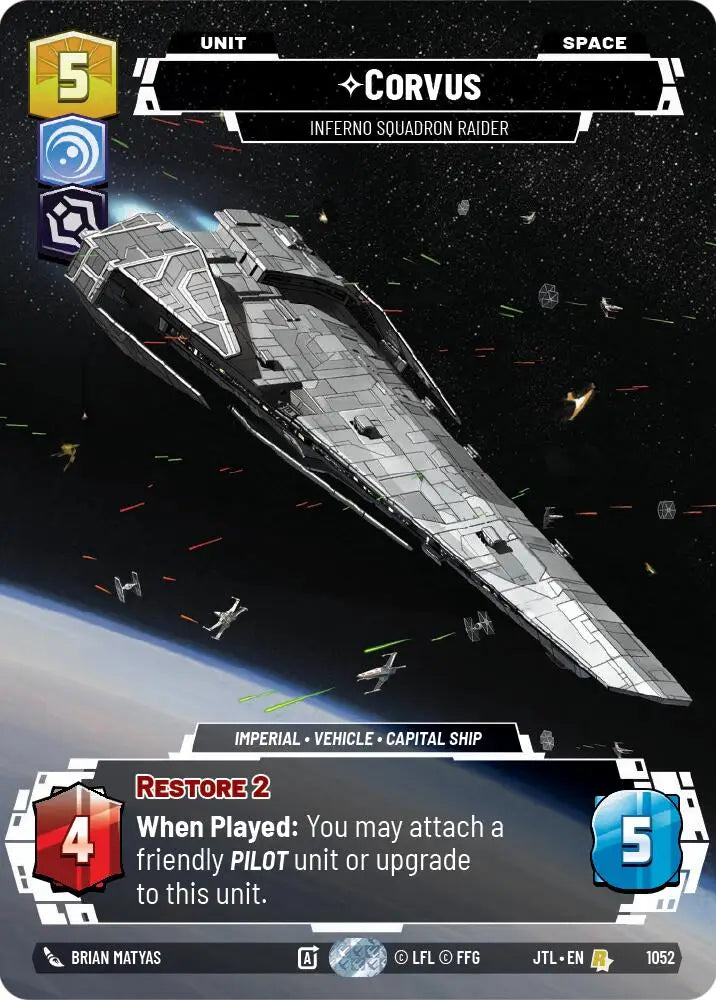 Corvus - Inferno Squadron Raider (Prestige Foil) (1052) [Jump to Lightspeed] - Star Wars: Unlimited Single