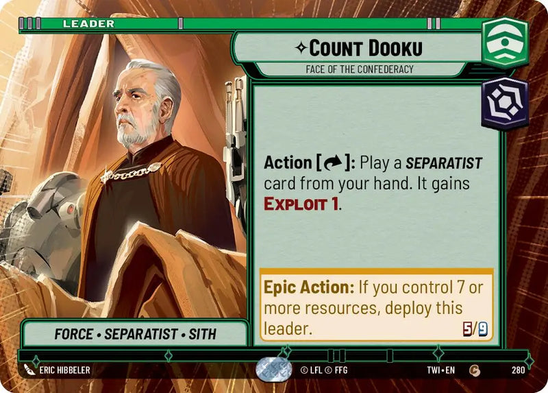 Count Dooku - Face of the Confederacy (Hyperspace) (280) [Twilight of the Republic] - Star Wars: Unlimited Single