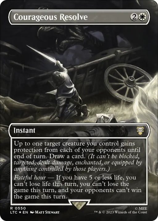 Courageous Resolve (Borderless) (Surge Foil) [The Lord of the Rings: Tales of Middle-Earth Commander] - MTG Single