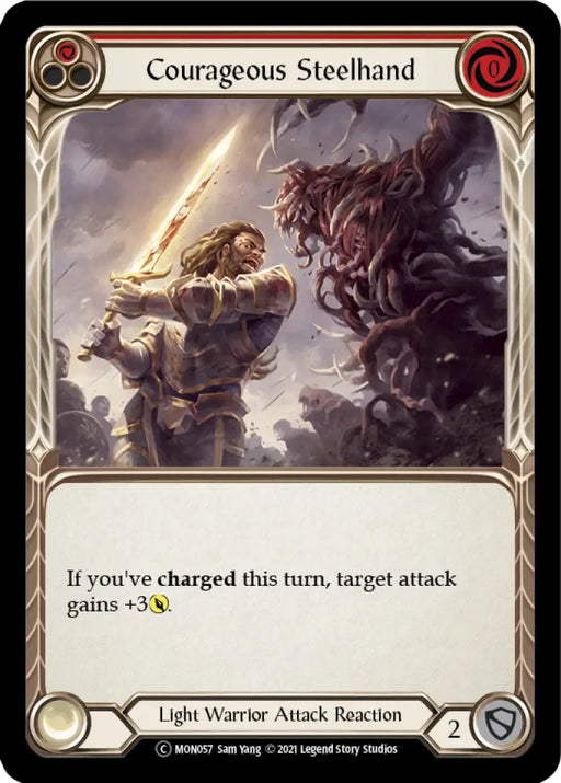 Courageous Steelhand (Red) [Monarch Unlimited] Unlimited Rainbow Foil - Flesh And Blood Single