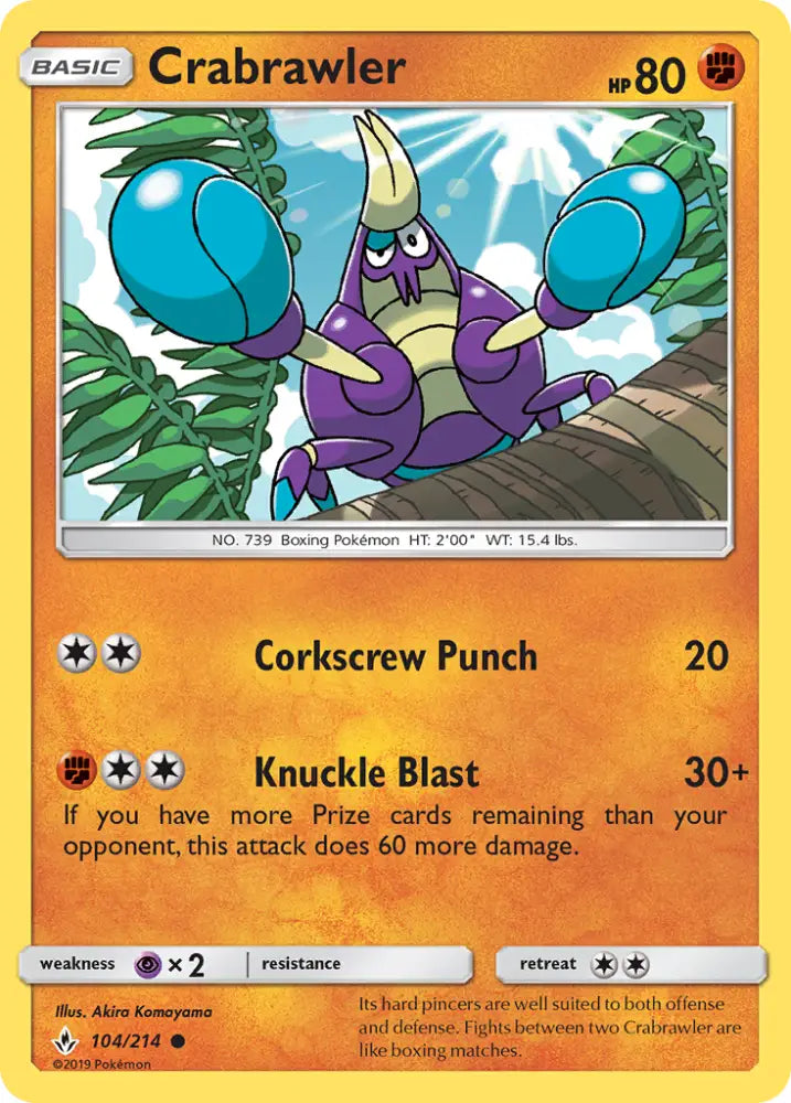 Crabrawler (104/214) [Sun & Moon: Unbroken Bonds] - Pokemon Single