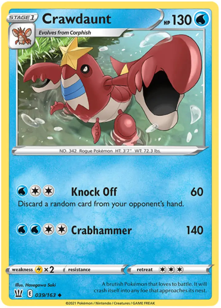 Crawdaunt (039/163) [Sword & Shield: Battle Styles] - Pokemon Single