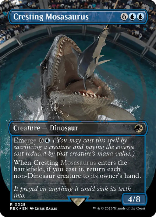 Cresting Mosasaurus (Emblem) (Borderless) [Jurassic World Collection Tokens] - MTG Single