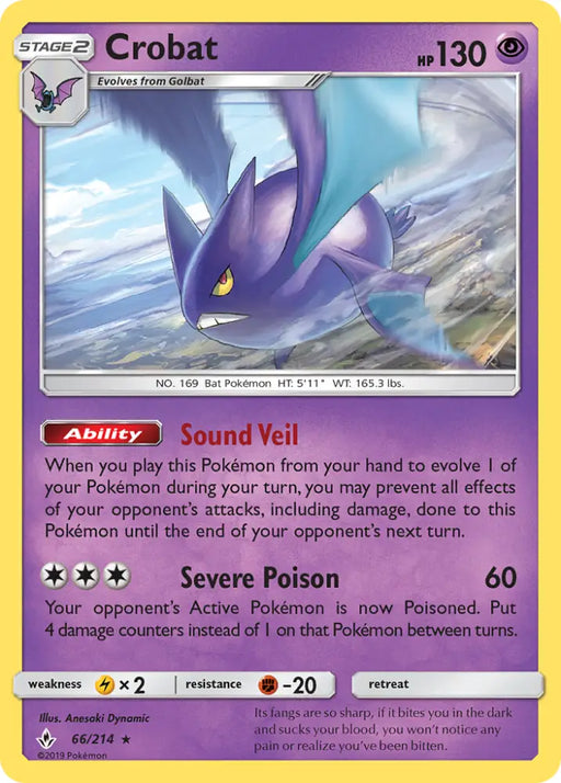 Crobat (66/214) [Sun & Moon: Unbroken Bonds] - Pokemon Single