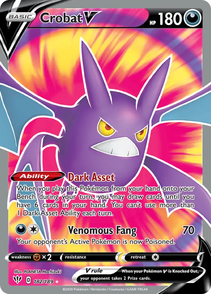 Crobat V (182/189) [Sword & Shield: Darkness Ablaze] - Pokemon Single