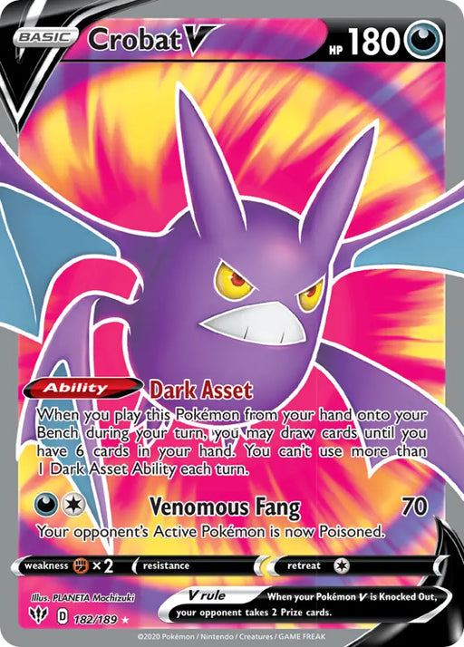 Crobat V (182/189) [Sword & Shield: Darkness Ablaze] - Pokemon Single