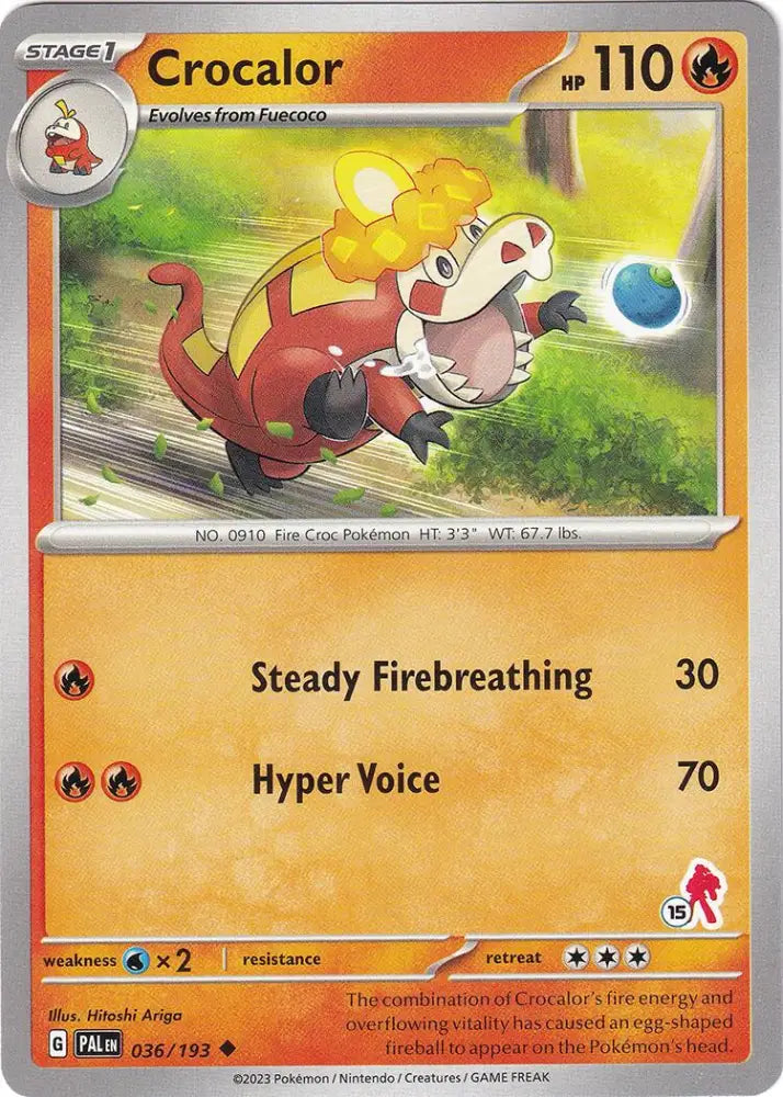 Crocalor (036/193) (Armarouge Stamp #15) [Battle Academy 2024] - Pokemon Single
