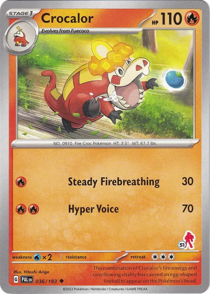 Crocalor (036/193) (Armarouge Stamp #51) [Battle Academy 2024] - Pokemon Single