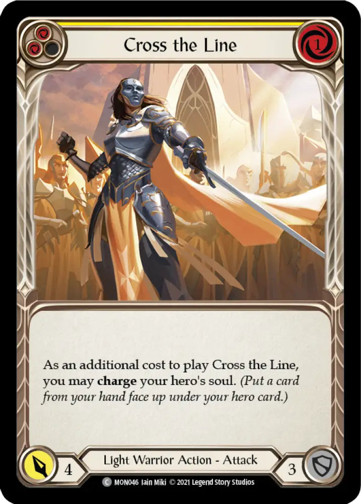 Cross the Line (Yellow) [Monarch 1st Edition] 1st Edition Rainbow Foil - Flesh And Blood Single