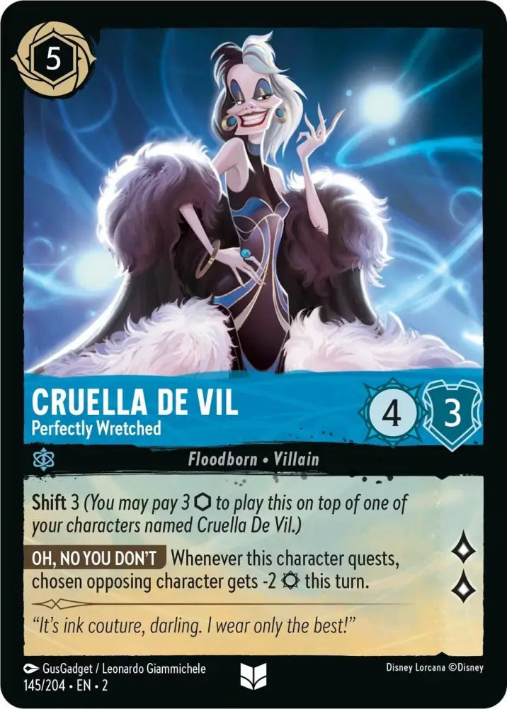 Cruella De Vil - Perfectly Wretched (145/204) [Rise of the Floodborn] - Lorcana Single