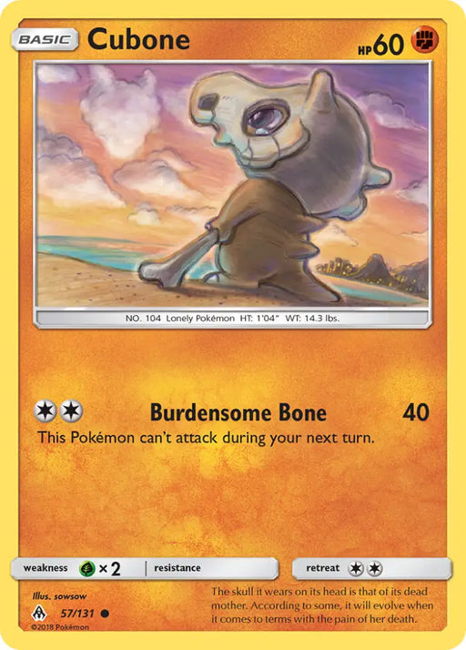 Cubone (57/131) [Sun & Moon: Forbidden Light] - Pokemon Single
