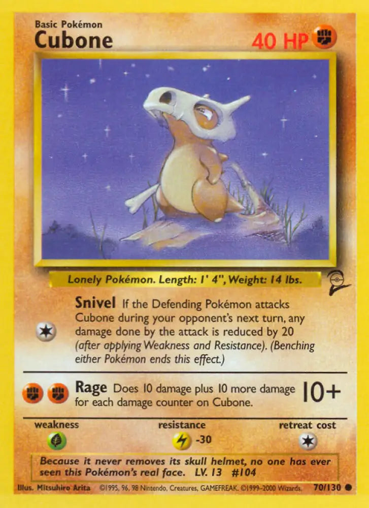 Cubone (70/130) [Base Set 2] - Pokemon Single