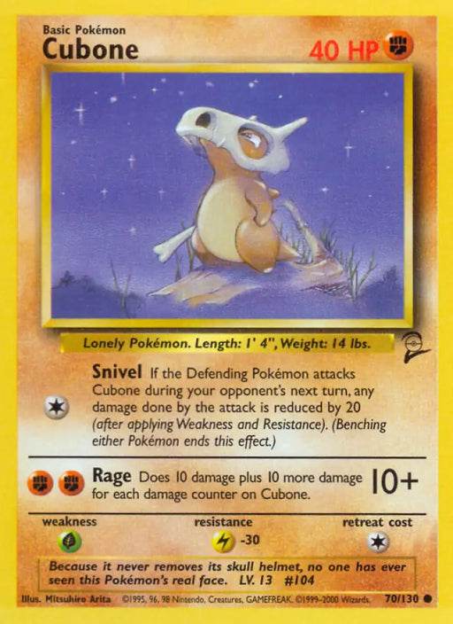 Cubone (70/130) [Base Set 2] - Pokemon Single