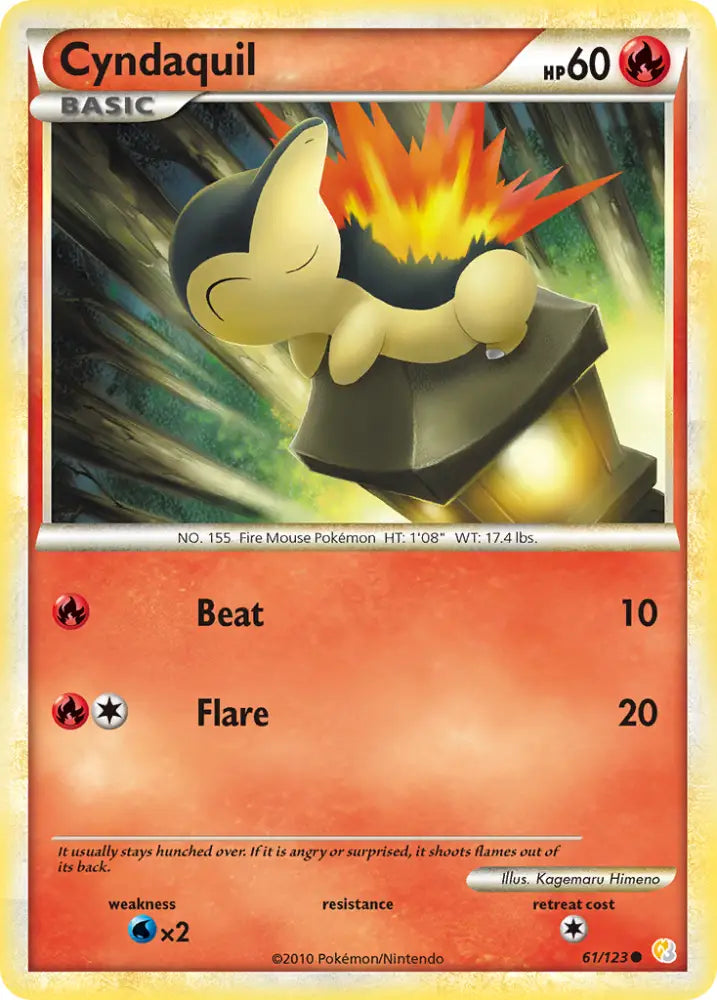 Cyndaquil (61/123) [HeartGold & SoulSilver: Base Set] - Pokemon Single
