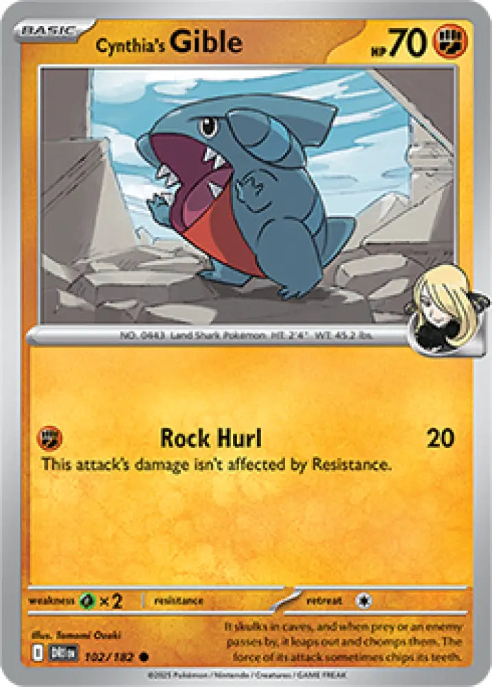 Cynthia’s Gible (102/182) [SV10: Destined Rivals] - Pokemon Single