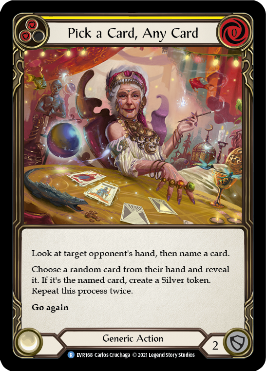 Pick a Card, Any Card (Yellow) [Everfest] 1st Edition Rainbow Foil