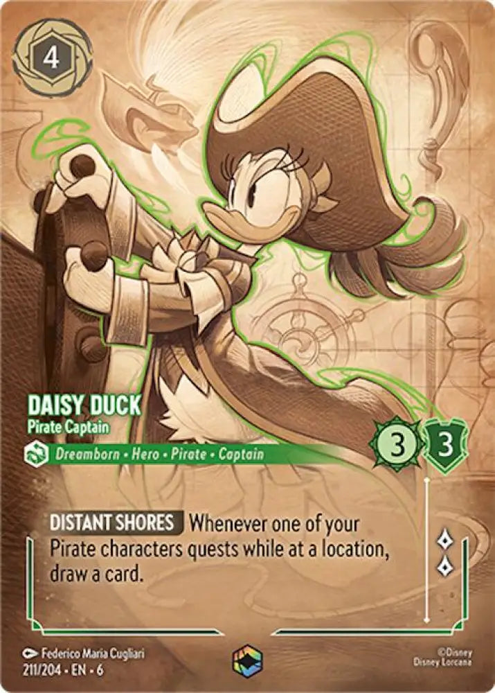 Daisy Duck - Pirate Captain (Enchanted) (211/204) [Azurite Sea] - Lorcana Single