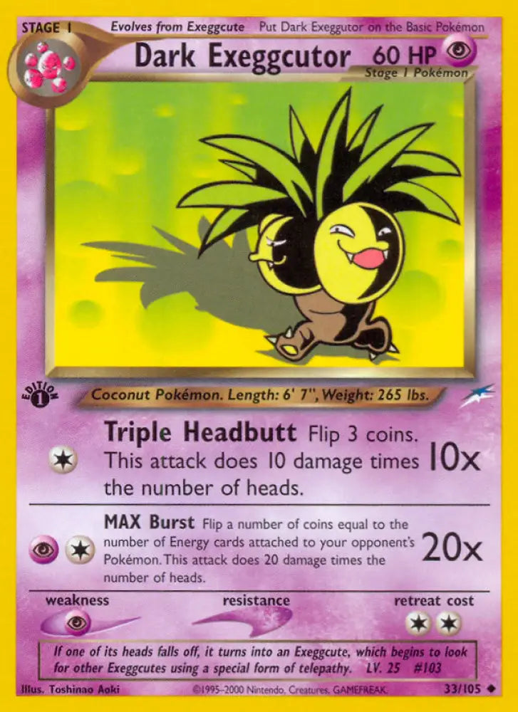 Dark Exeggutor (33/105) [Neo Destiny 1st Edition] - Pokemon Single