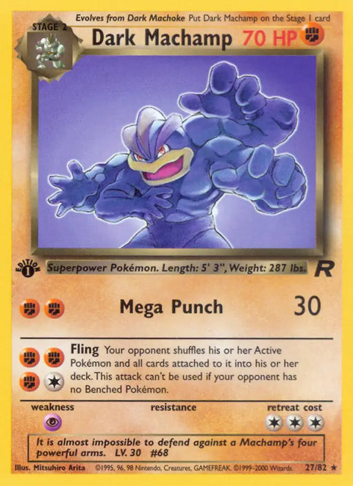 Dark Machamp (27/82) [Team Rocket 1st Edition] - Pokemon Single