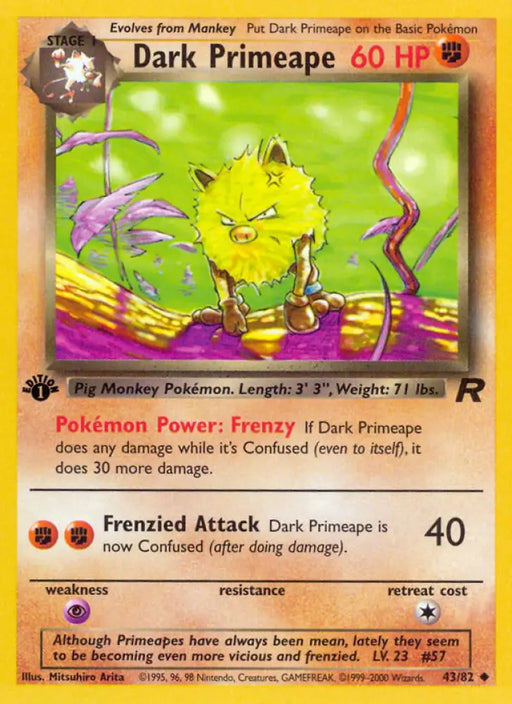 Dark Primeape (43/82) [Team Rocket 1st Edition] - Pokemon Single