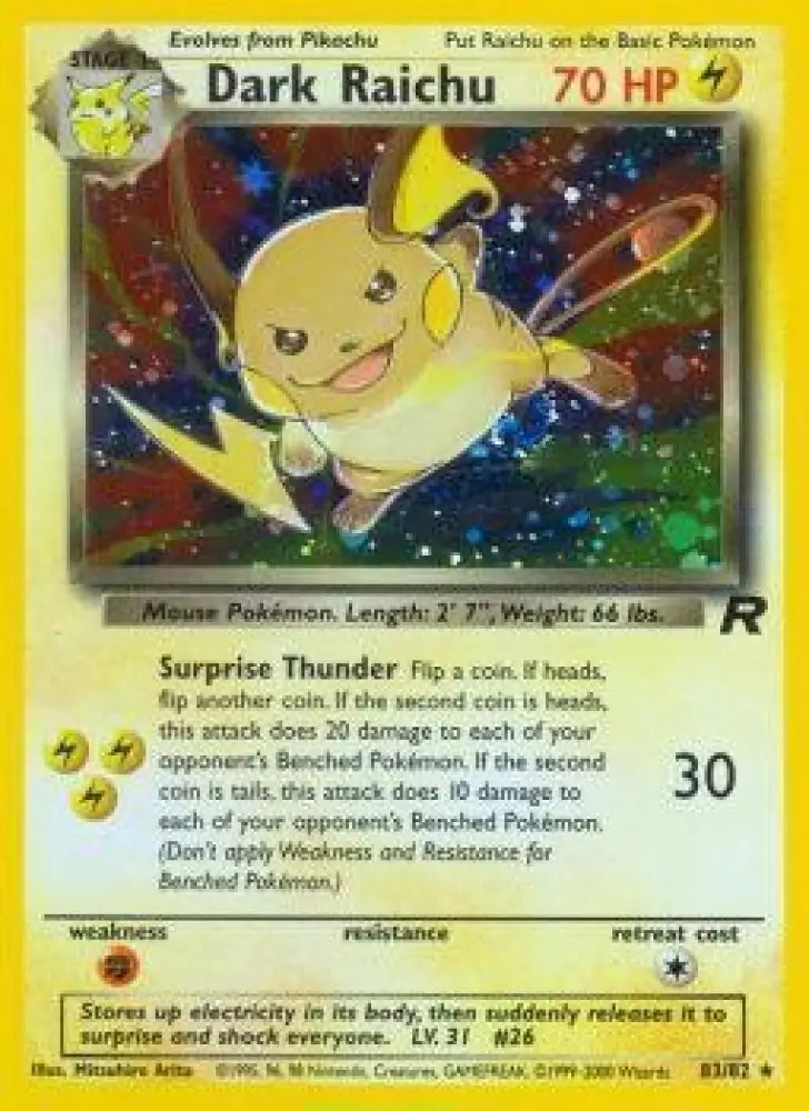 Dark Raichu (83/82) [Team Rocket Unlimited] - Pokemon Single