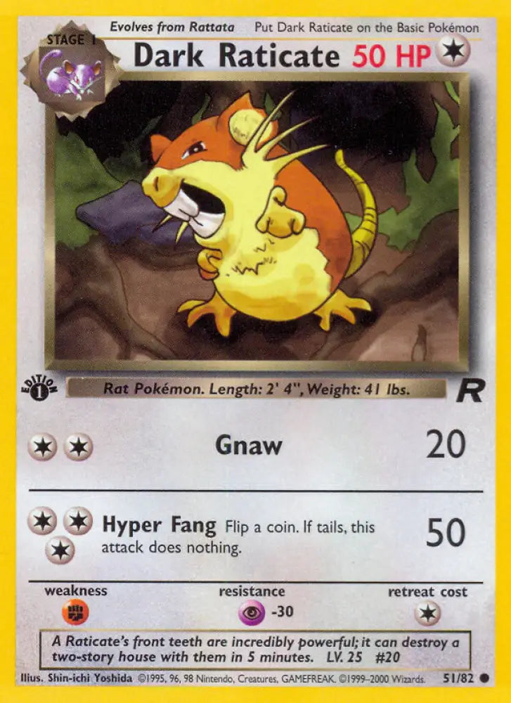 Dark Raticate (51/82) [Team Rocket 1st Edition] - Pokemon Single