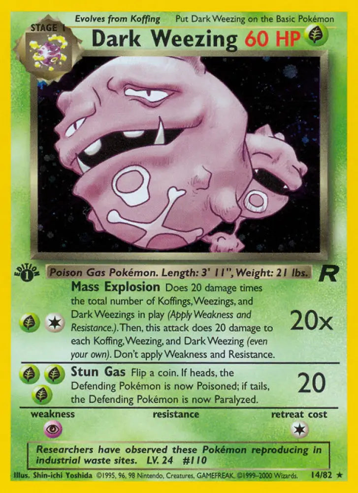 Dark Weezing (14/82) [Team Rocket 1st Edition] - Pokemon Single