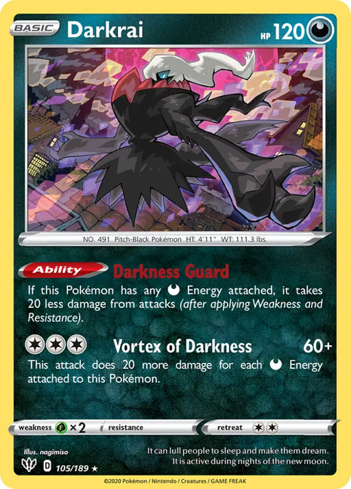 Darkrai (105/189) (Cosmos Holo) [Sword & Shield: Darkness Ablaze] - Pokemon Single