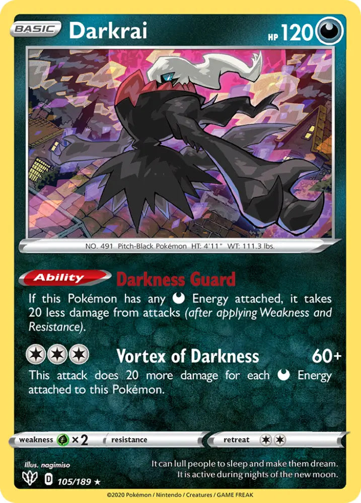 Darkrai (105/189) [Sword & Shield: Darkness Ablaze] - Pokemon Single