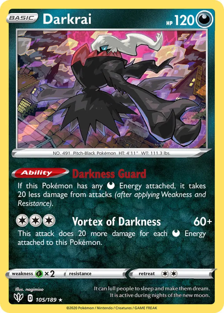 Darkrai (105/189) (Theme Deck Exclusive) [Sword & Shield: Darkness Ablaze] - Pokemon Single