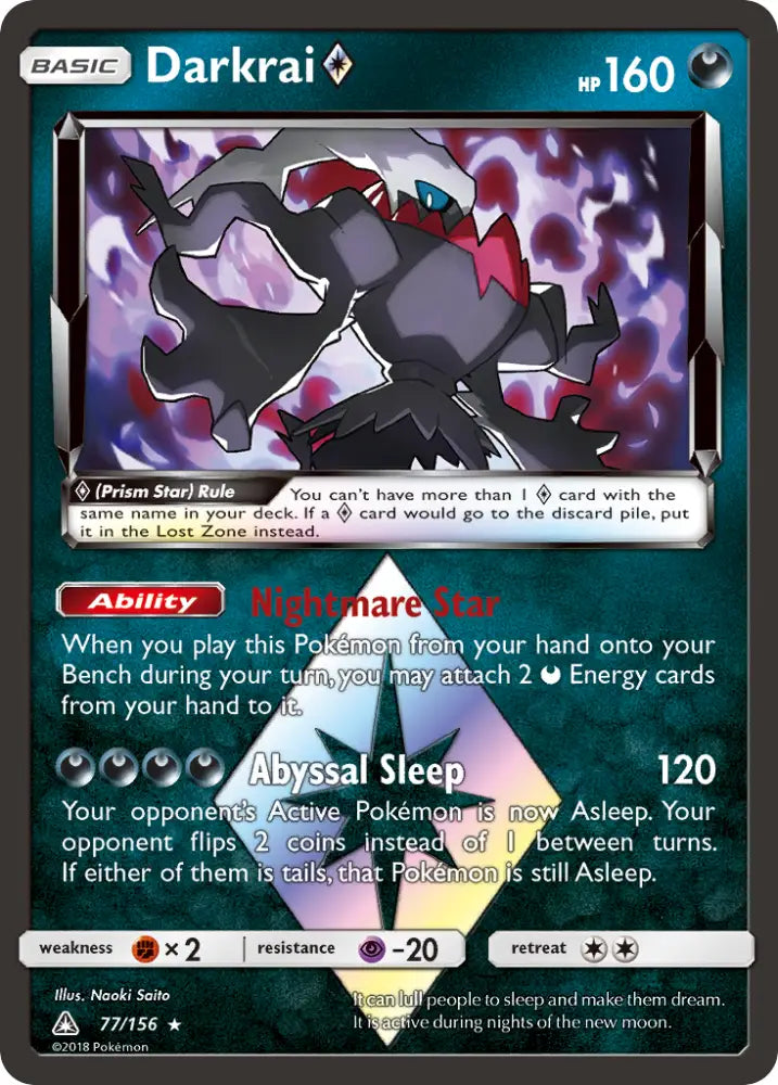 Darkrai (77/156) (Prism Star) [Sun & Moon: Ultra Prism] - Pokemon Single