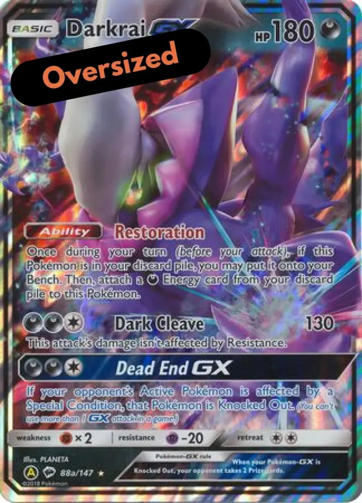 Darkrai GX (88a/147) (Alternate card) (Jumbo Card) [Sun & Moon: Burning Shadows] - Pokemon Single