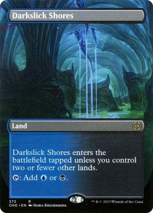 Darkslick Shores (Borderless Alternate Art) [Phyrexia: All Will Be One] - MTG Single