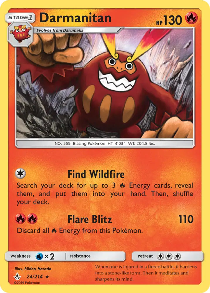 Darmanitan (24/214) [Sun & Moon: Unbroken Bonds] - Pokemon Single