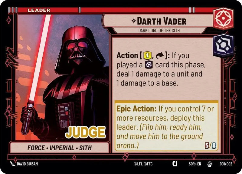 Darth Vader - Dark Lord of the Sith (001/002) (Judge Promo) (001/002) [Spark of Rebellion Promos] - Star Wars: