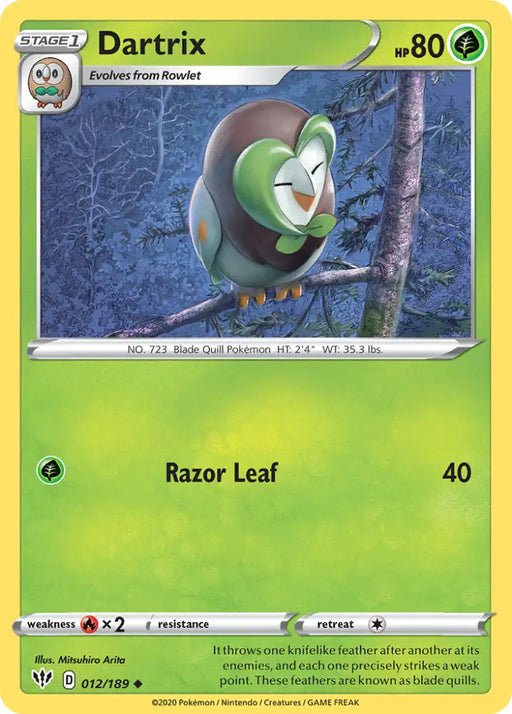 Dartrix (012/189) [Sword & Shield: Darkness Ablaze] - Pokemon Single