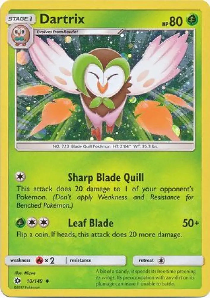 Dartrix (10/149) (Cosmos Holo) [Sun & Moon: Base Set] - Pokemon Single